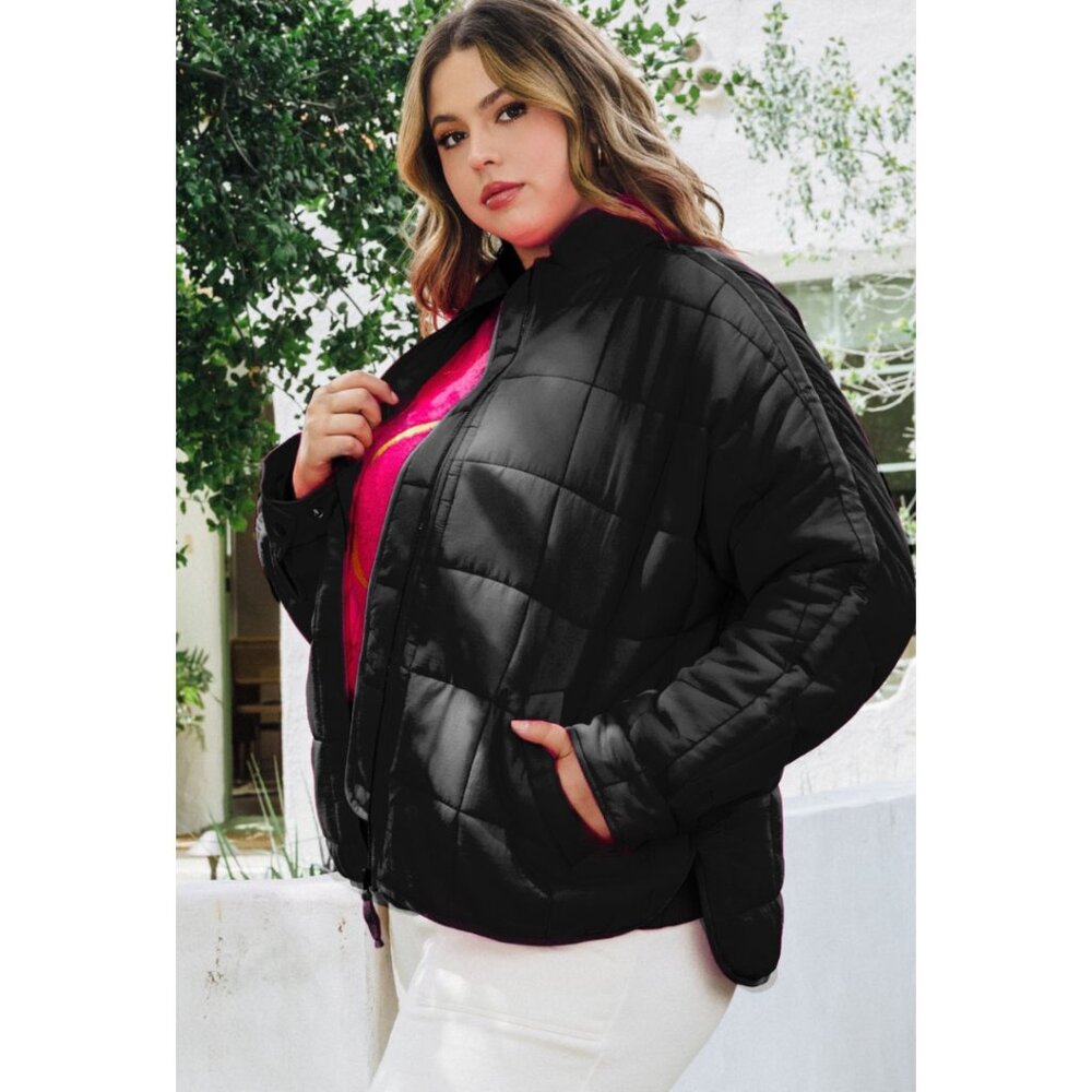 ODDI Solid Quilted Padded Jacket - PLUS SIZES - BLACK - size 1X